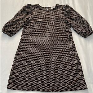 LOFT Outlet Black/Tan Printed Shift Dress